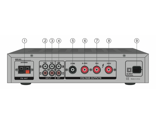 Трансляційний мікшер-підсилювач з USB DV audio MA-30.1P